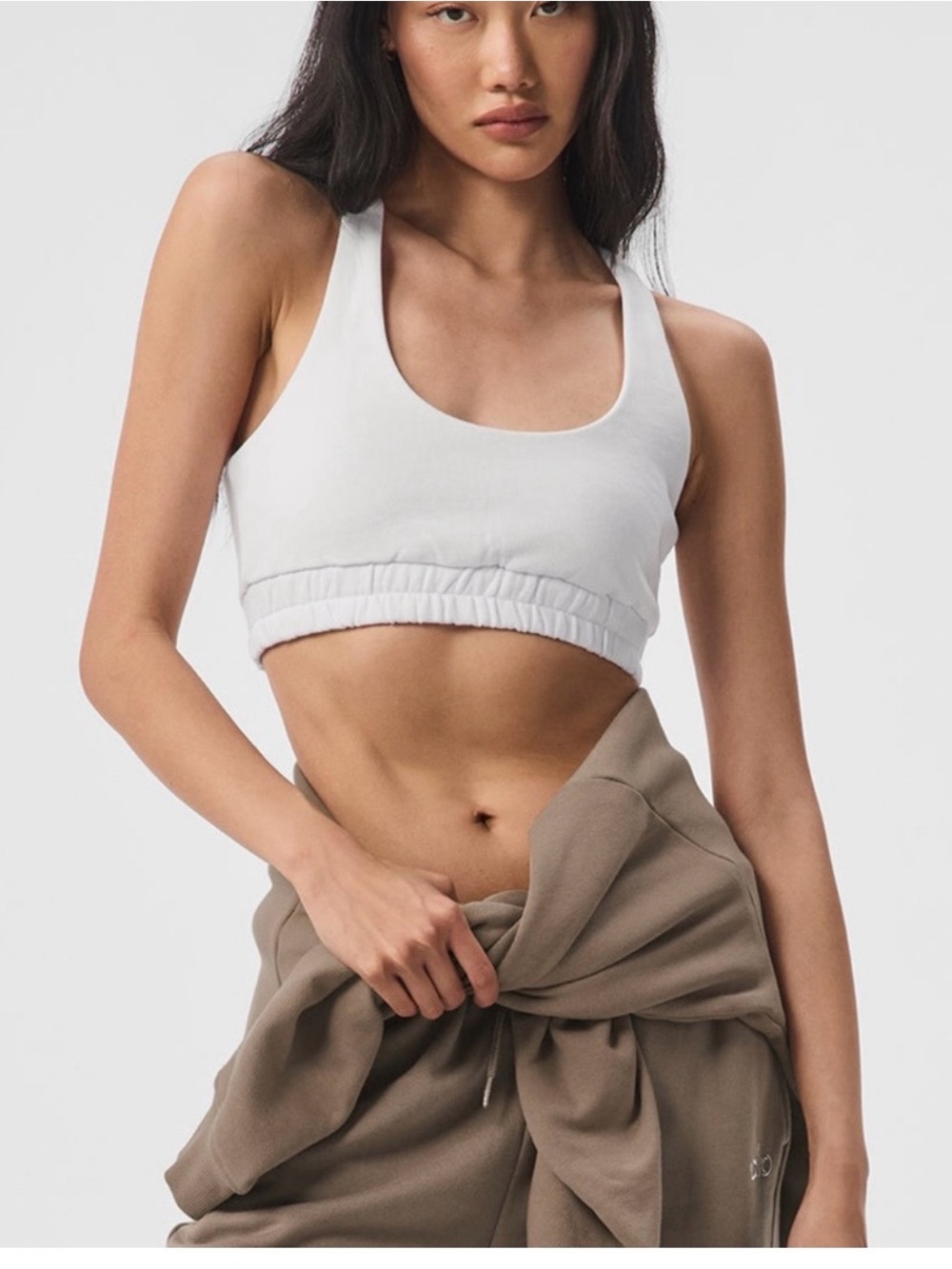 ALO Yoga White Racerback Crop Bralette